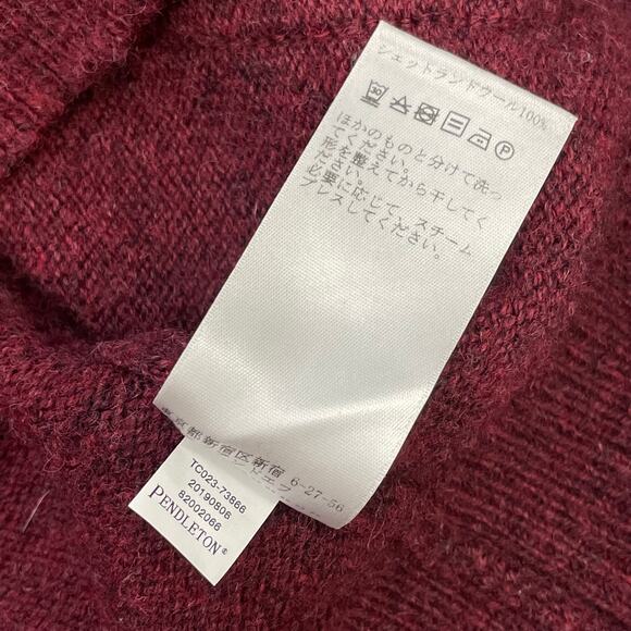 Pendleton Women Wool Cardigan Sweater Button Down Slightly Oversize Red Maroon S - Picture 15 of 16